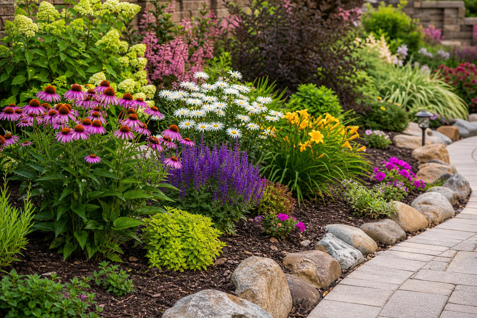 Colorful garden flower bed