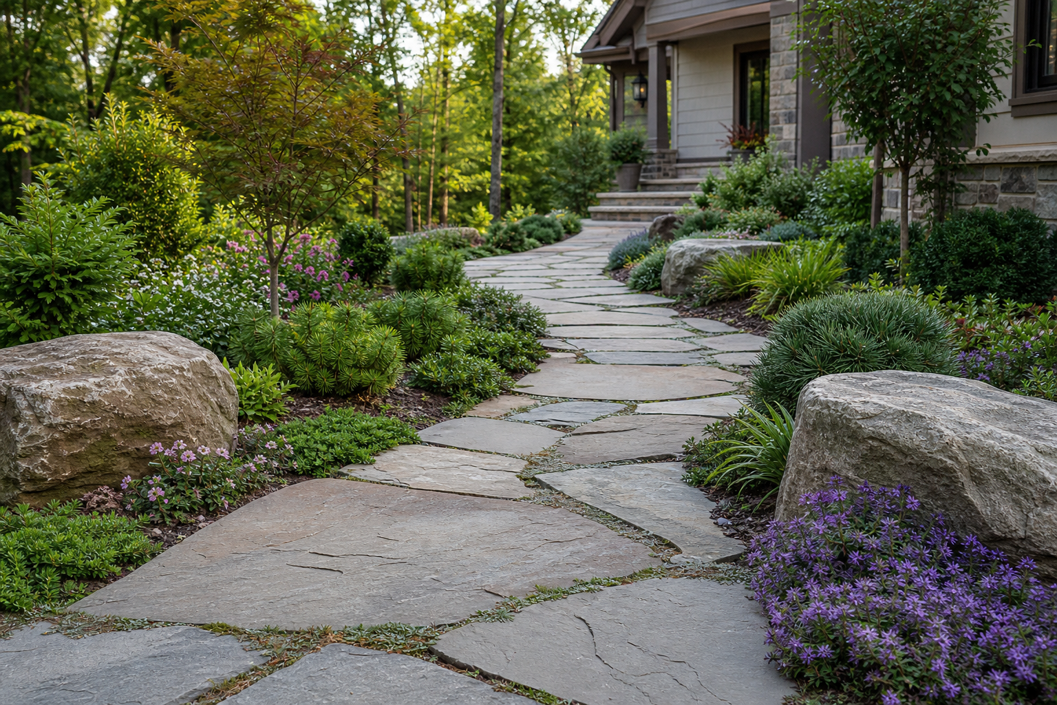 Natural flagstone walkway